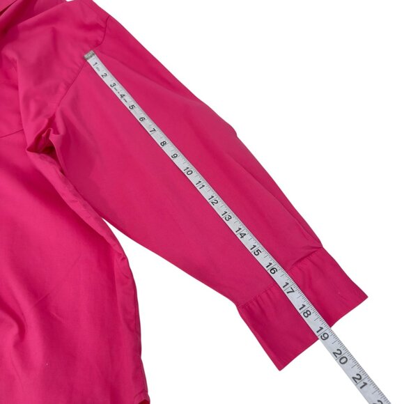 Old Navy Womens The Boyfriend Shirt Medium Pink Button-Up Collared Long Sleeve - Picture 6 of 10